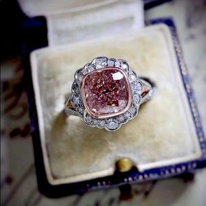 - 🌷 Pink Sapphire Princess Cut with White Sa…